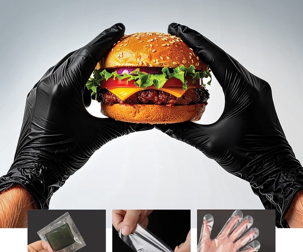 Перчатки полиэтиленовые черные в индивидуальной упаковке по 2 шт